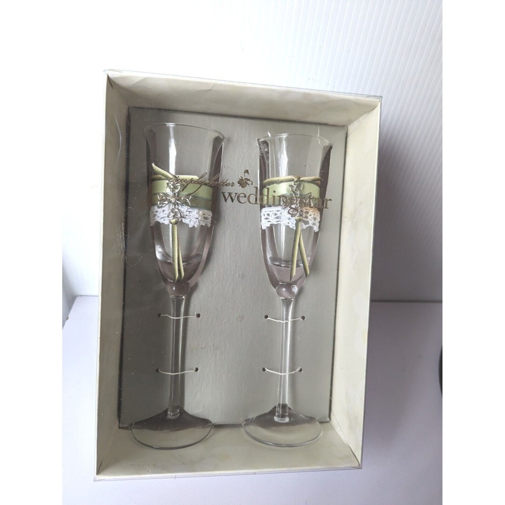 Wedding Star Toasting Glasses Bride Groom Celtic Charm Irish Love Knot Vintage